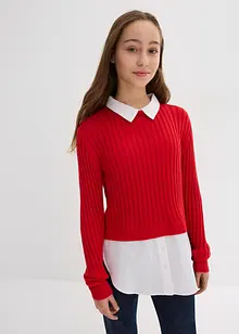 Fijn gebreide trui met blouse-inzet, bonprix