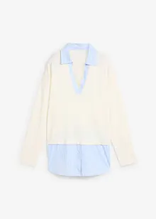 Fijn gebreide trui met blouse-inzet, bonprix