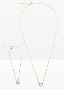 Ketting en armband met glaskristallen (2-dlg. set), bonprix