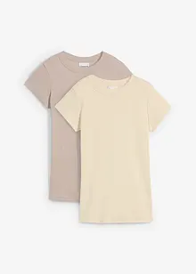 Geribd shirt met korte mouwen (set van 2), bonprix
