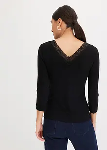 Shirt met lange mouwen en kant, bonprix