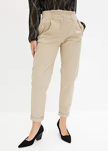 Lichte twill broek in paperbag stijl, bonprix