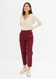 Lichte twill broek in paperbag stijl, bonprix