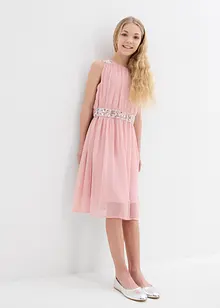Chiffon meisjes jurk met paillettenband, bonprix