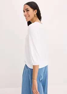 Shirt met 3/4 mouwen en kant in een wikkelllook, bonprix