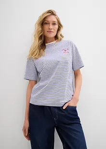 Gestreept T-shirt met borduursel, bonprix