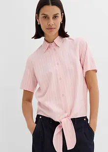Gestreepte blouse met korte mouwen en opvallende knoop, bonprix
