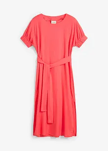 Midi jurk met elastische boorden aan de mouwen en riem, bonprix