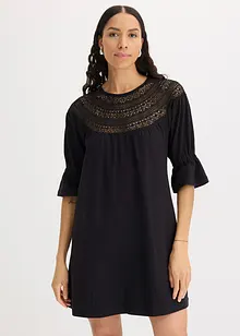 Jersey jurk met crochet-kant, bonprix