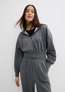 Cropped sweatvest met capuchon in een zachte katoenmix, bonprix