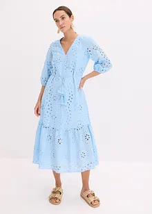 Midi jurk met broderie anglaise, bonprix