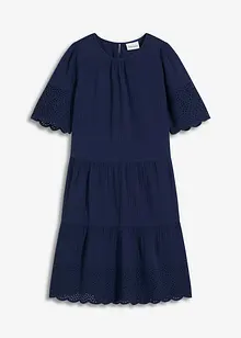 Mousseline jurk met broderie anglaise, bonprix