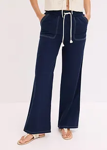 Lichte twill broek met een koord en naden in een contrastkleur, bonprix