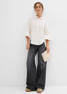 Overhemdblouse in een koele linnenmix, bonprix