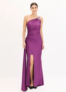 Maxi jurk met strass-applicatie en ruches, bonprix