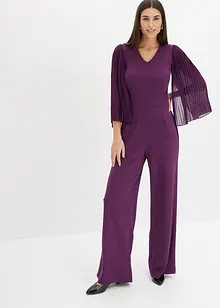 Jersey jumpsuit met plissé mouwen van fijn chiffon, bonprix