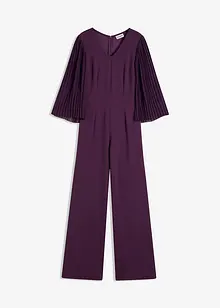 Jersey jumpsuit met plissé mouwen van fijn chiffon, bonprix