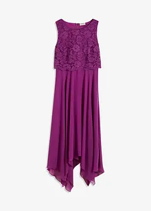 Premium chiffon midi jurk met kant, bonprix