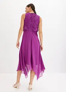 Premium chiffon midi jurk met kant, bonprix