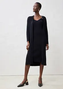 Lang gebreid vest met zijde, bonprix