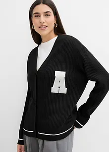 Oversized gebreid vest met borduursel, bonprix