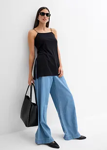 Asymmetrische top met spaghettibandjes van viscosemix, bonprix