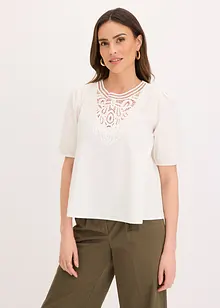 Blouse met korte mouwen en kant, bonprix