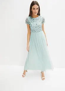Maxi jurk met pailletten borduursel, bonprix