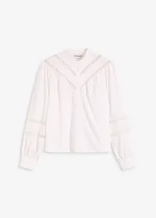 Blouse met linnen en gehaakte inzetstukken, bonprix