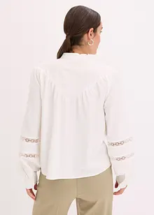Blouse met linnen en gehaakte inzetstukken, bonprix