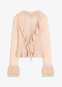 Fijn gebreid vest met ruches, bonprix