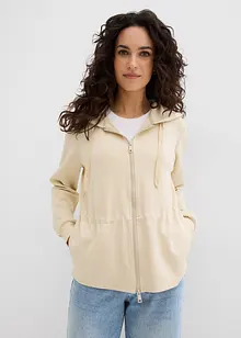 Sweatvest met capuchon en elastiek, bonprix