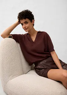 Ajour poloshirt met linnen, bonprix