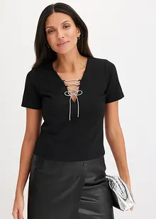 Cropped shirt met glitter strikjes, bonprix