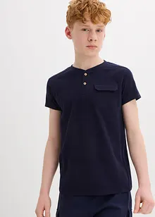 Henley T-shirt met biologisch katoen, korte mouwen ( set van 2), bonprix