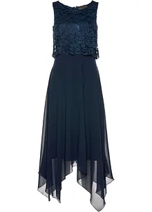 Premium chiffon midi jurk met kant, bonprix