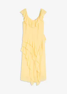 Maxi chiffon jurk met bandjes en volants, bonprix