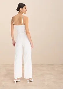 Bruidsjumpsuit van crêpe met structuur en parelborduursel, bonprix