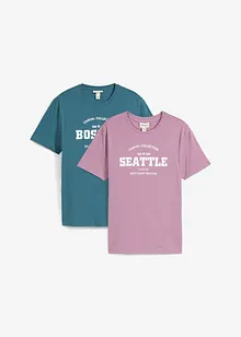 T-shirt (set van 2) van puur katoen, bonprix