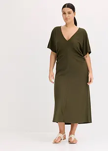 Geribde jersey jurk met zijsplitten, bonprix
