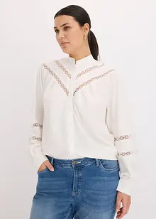Blouse met linnen en gehaakte inzetstukken, bonprix