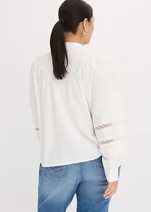 Blouse met linnen en gehaakte inzetstukken, bonprix