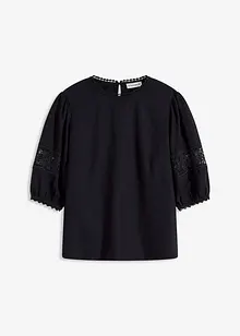 Blouse met korte mouwen en linnen, bonprix