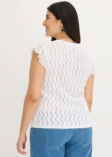 Gebreide top in gehaakte look met kant, bonprix
