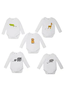 Baby rompertje met lange mouwen (set van 5) van biologisch katoen, bonprix