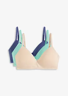 Voorgevormde bh zonder beugels (set van 3) met biologisch katoen, bonprix
