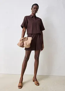 Cropped overhemdblouse met zijde, bonprix