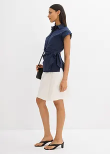 Blouse met korte mouwen en ceintuur, bonprix