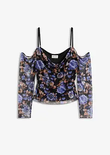 Cold shoulder shirt van lichte mesh, bonprix