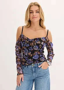 Cold shoulder shirt van lichte mesh, bonprix